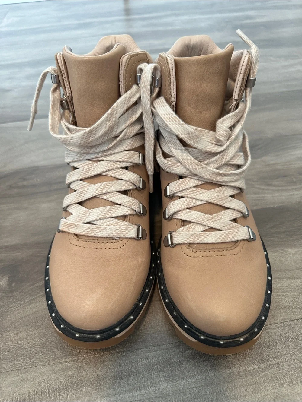 Sorel Beige Lace-Up Studded Trim Boots - Picture 2 of 7